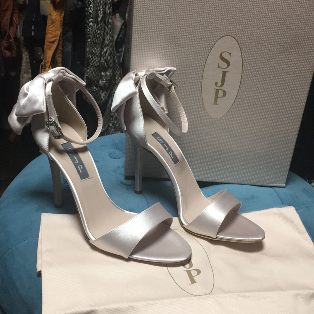 SJP light pink satin heels
